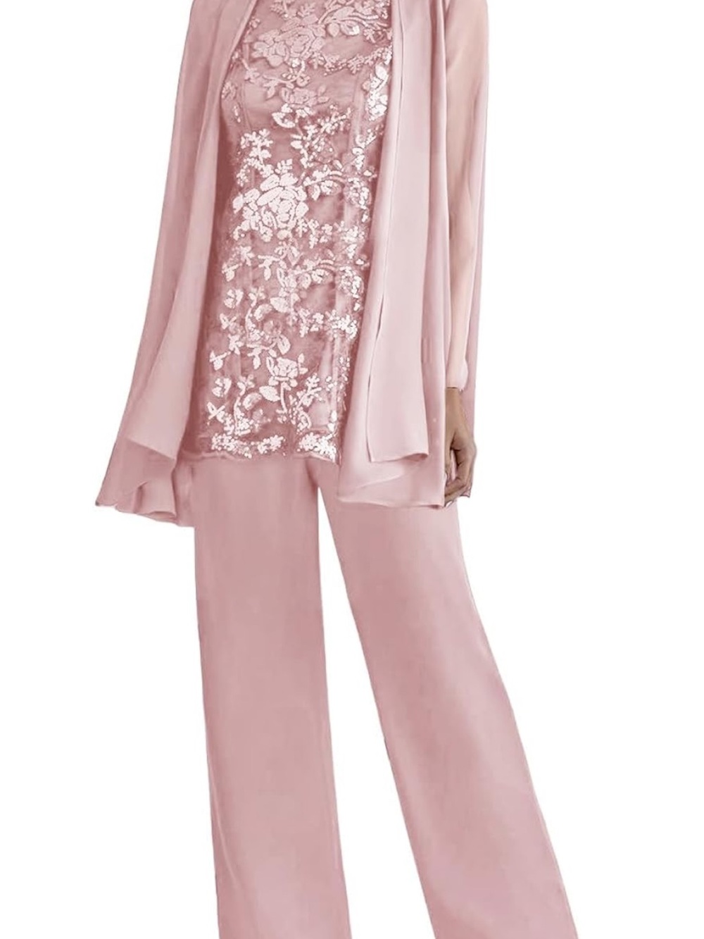 Blush Pink Three-Piece Pants Suit